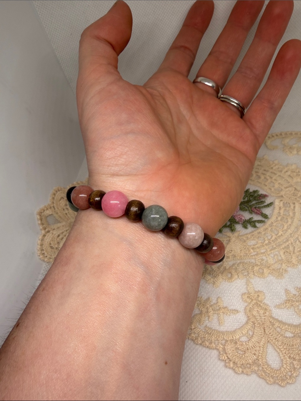 HEIRLOOM ROMANTIC Alxa Chalcedony Bracelet Handmade French Countryside Boho - Picture 4 of 5
